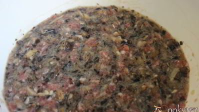 гренки с мясным фаршем и шампиньонами