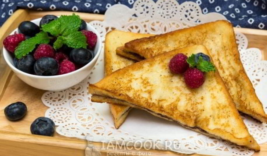 Рецепт гренков с шоколадно-ореховой пастой