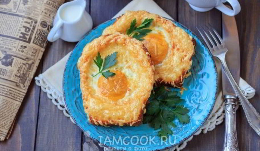 Рецепт гренков с сыром и яйцом в духовке