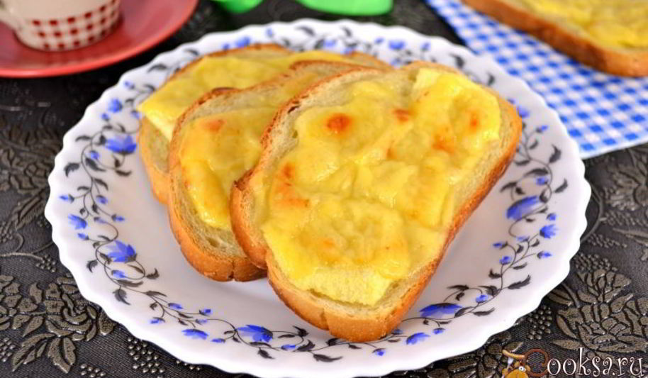 Рецепт гренков с яблоком и сыром