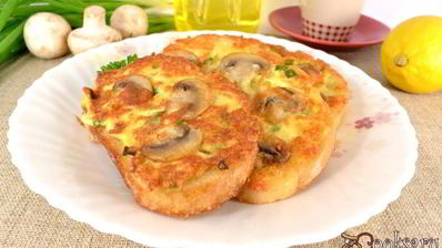 сырные гренки с припеком из шампиньонов