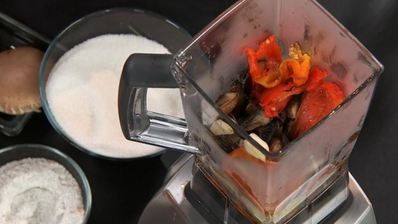 икра из печеных овощей и жареных грибов