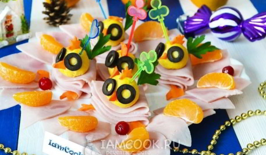 Рецепт канапе новогоднего цыплята