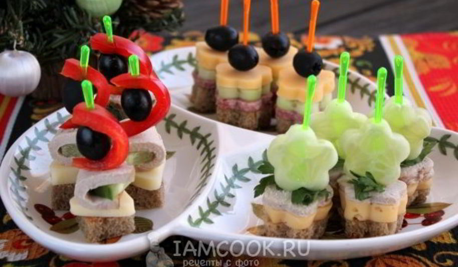 Рецепт канапе праздничного ассорти