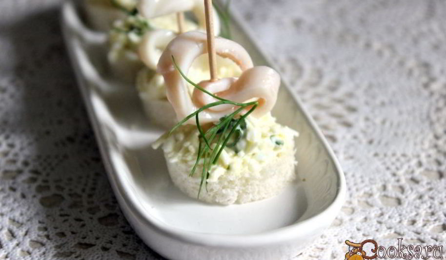 Рецепт канапе с кальмаром