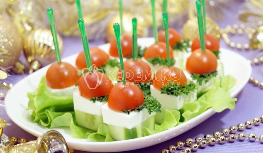 Рецепт овощного канапе с сыром фета