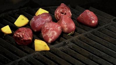 хот-дог с сердцем индейки, овощами и брынзой