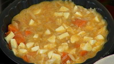 фриттата с тыквой, моцареллой и тимьяном