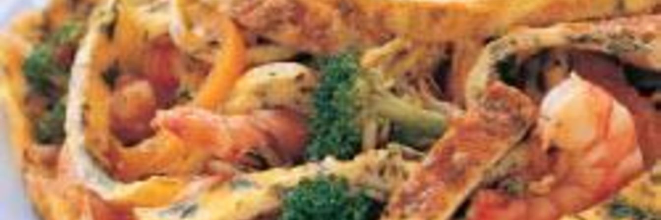 Китайский омлет Фу-юнг с креветками и овощами