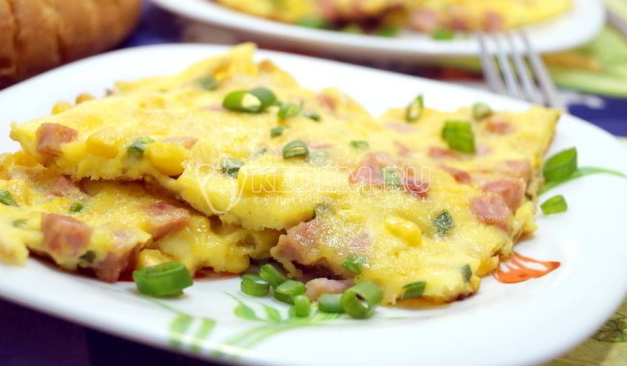 Рецепт омлета с колбасой и кукурузой бонди