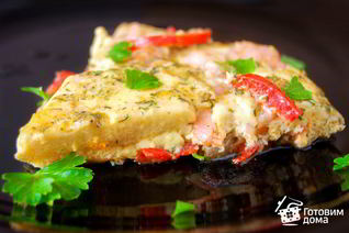 Омлет с креветками и овощами