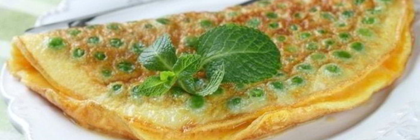 Омлет с мятой и зеленым горошком