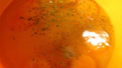 омлет с опятами, черри и рисом