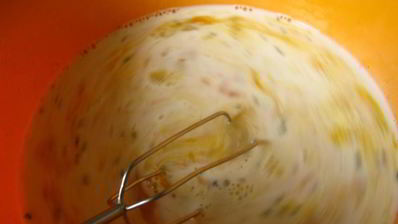 омлет с опятами, черри и рисом