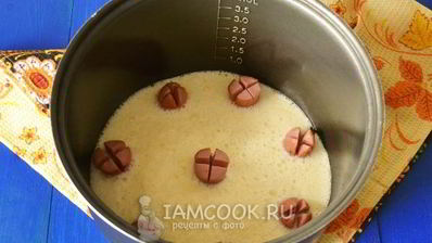 омлет с сосисками в мультиварке