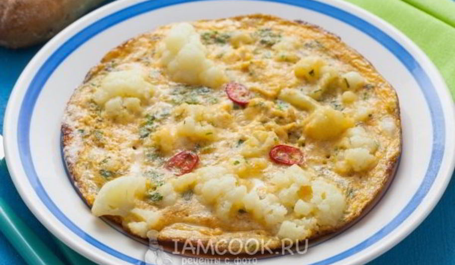 Рецепт омлета с цветной капустой на сковороде