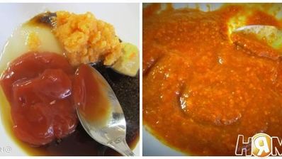 омусоба — японский омлет с овощам и соусом тонкацу