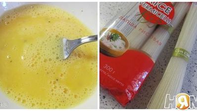 омусоба — японский омлет с овощам и соусом тонкацу