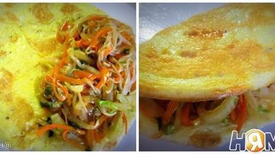 омусоба — японский омлет с овощам и соусом тонкацу