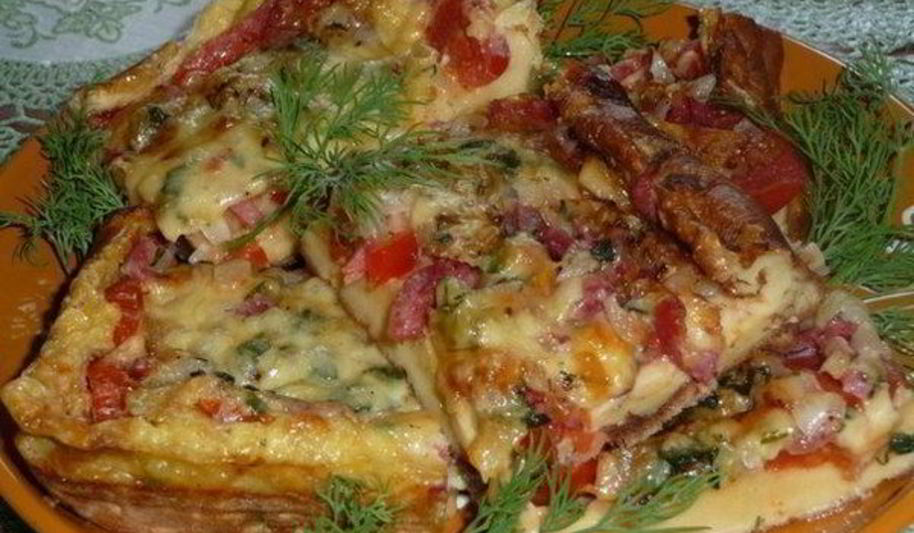 Рецепт пиццы-омлета с пепперони