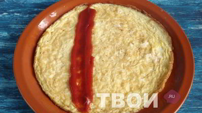 сырный омлет с ветчиной