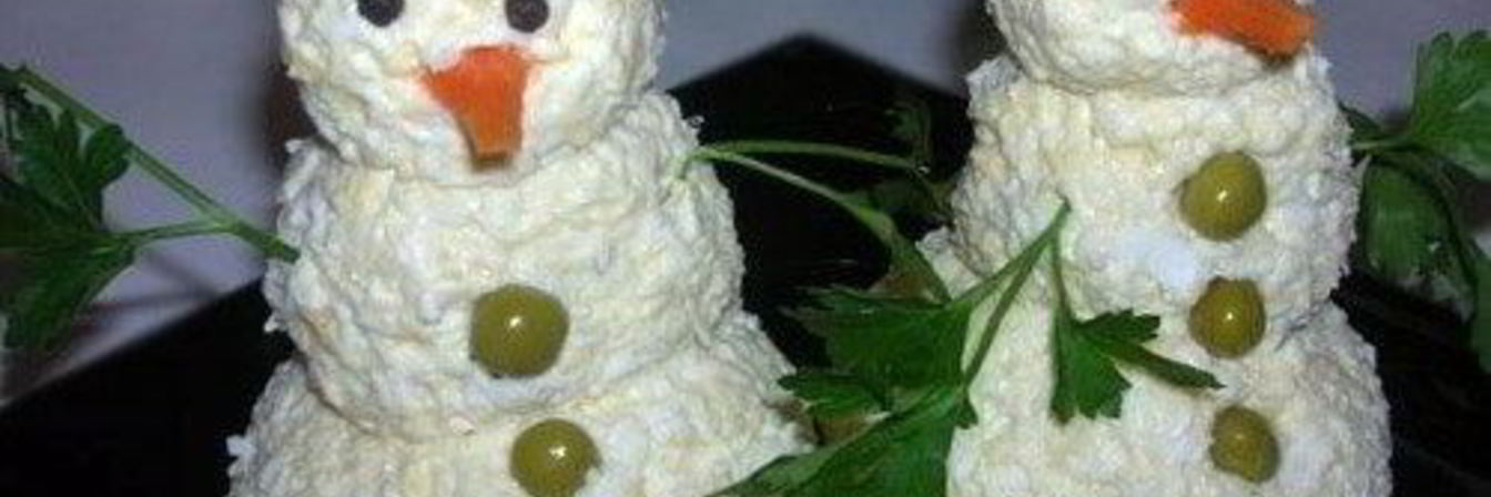 Оригинальная закуска Сырные снеговики