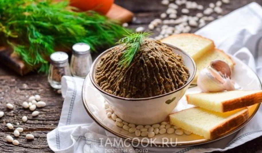Рецепт паштета из фасоли с сушеными грибами