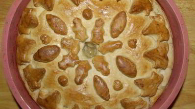 паштет из индейки с грибами, запеченный в хлебной корочке