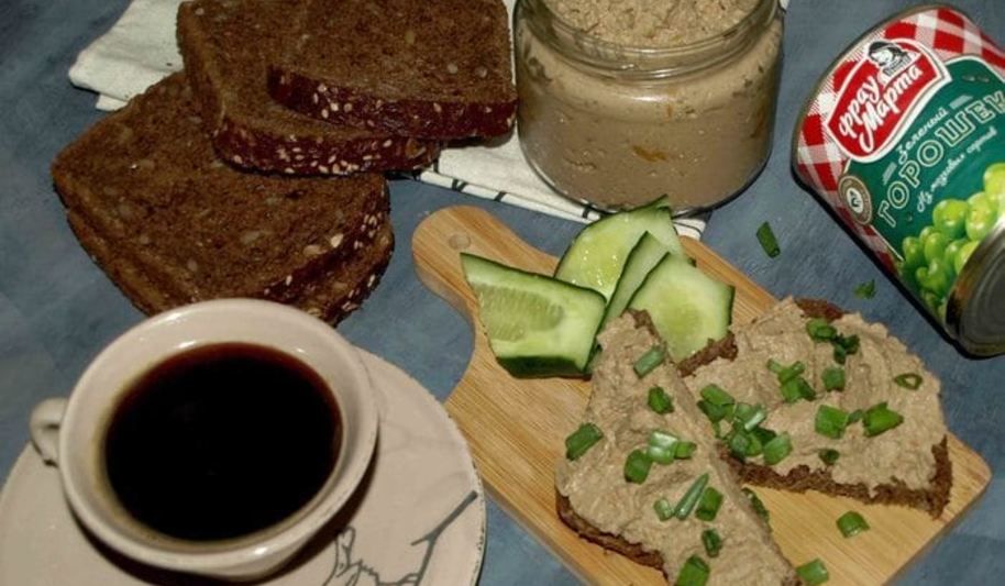 Рецепт паштета из куриной печени и зеленого горошка