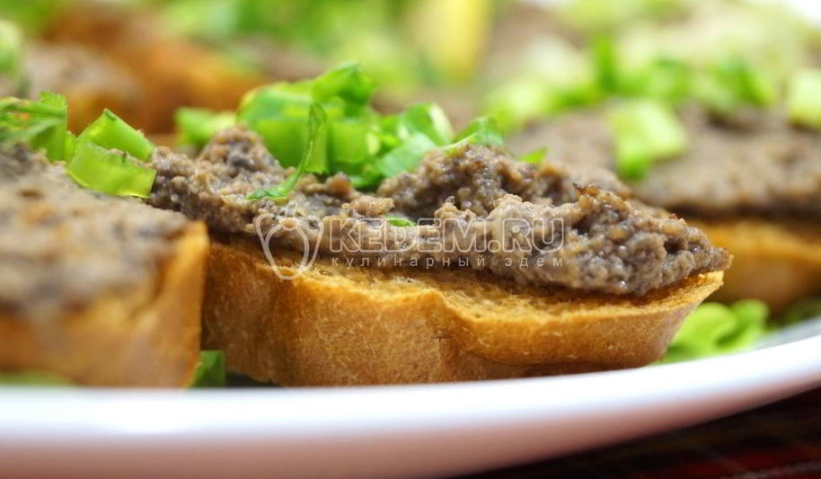 Рецепт паштета из куриной печени с грибами