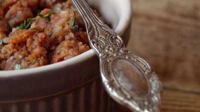 паштет из вяленых томатов и белой фасоли