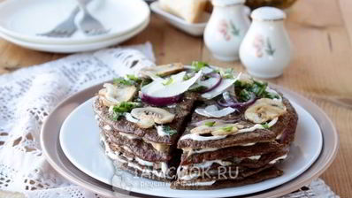 печеночный торт с грибами