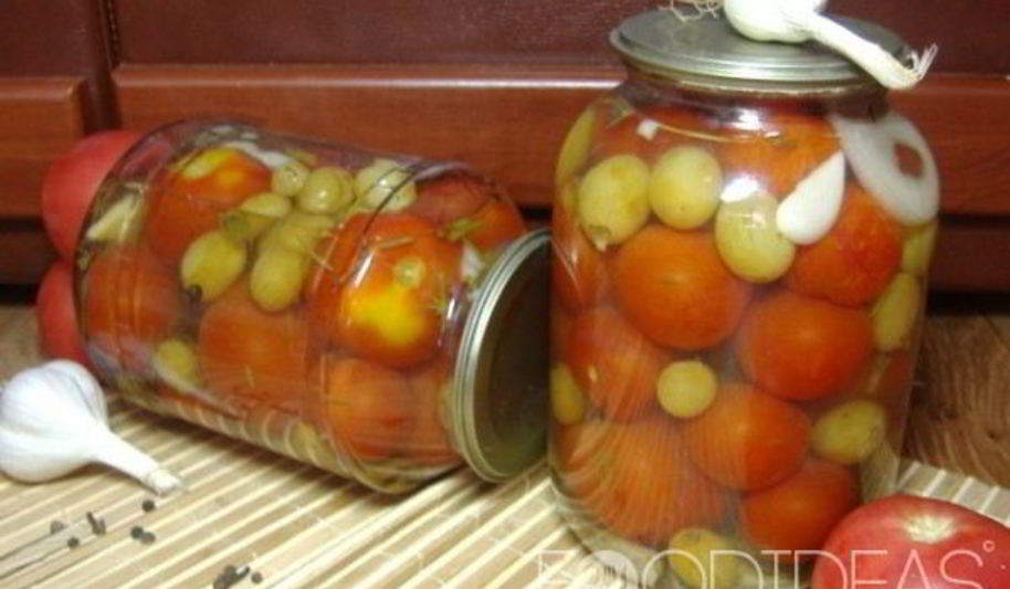 Рецепт помидоров с виноградом