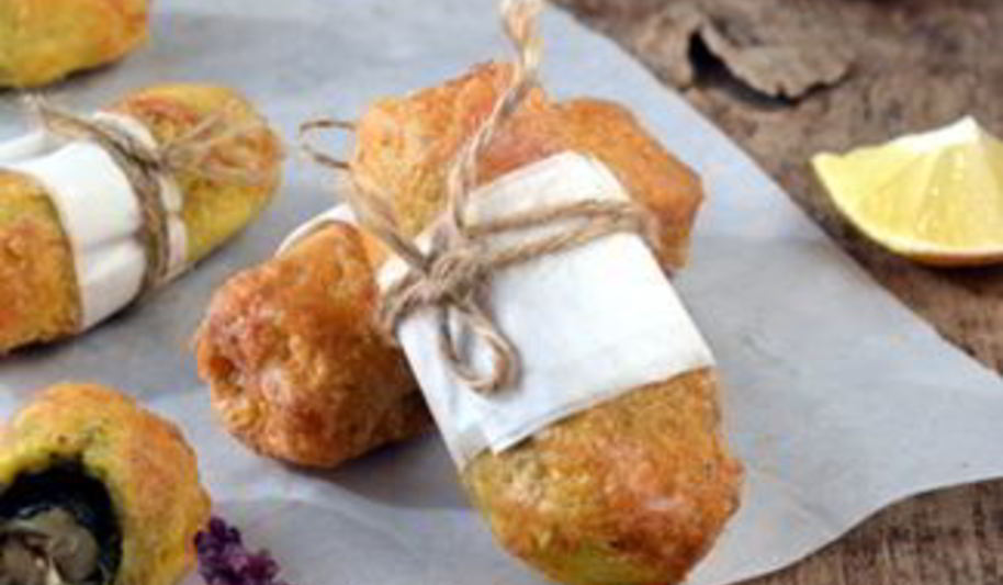 Рецепт хрустящих роллов с начинкой из рыбы и песто