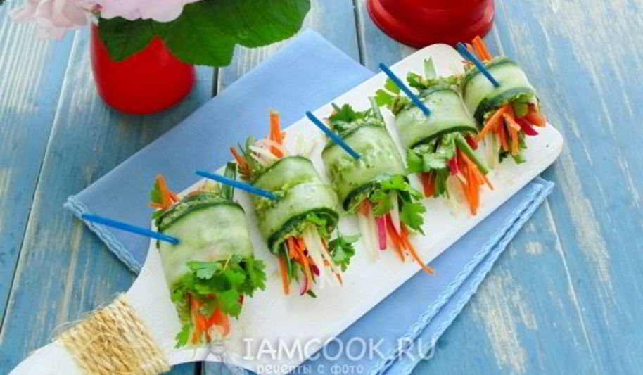 Рецепт овощных роллов с огурцом и авокадо