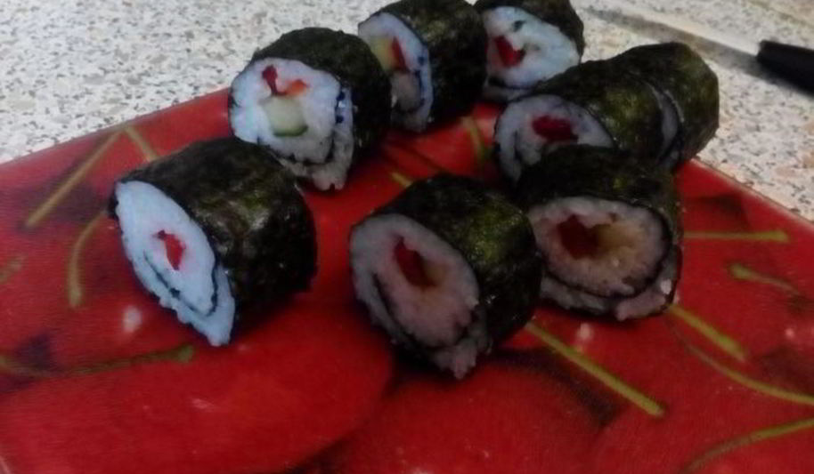 Рецепт ролла с огурцом и перцем