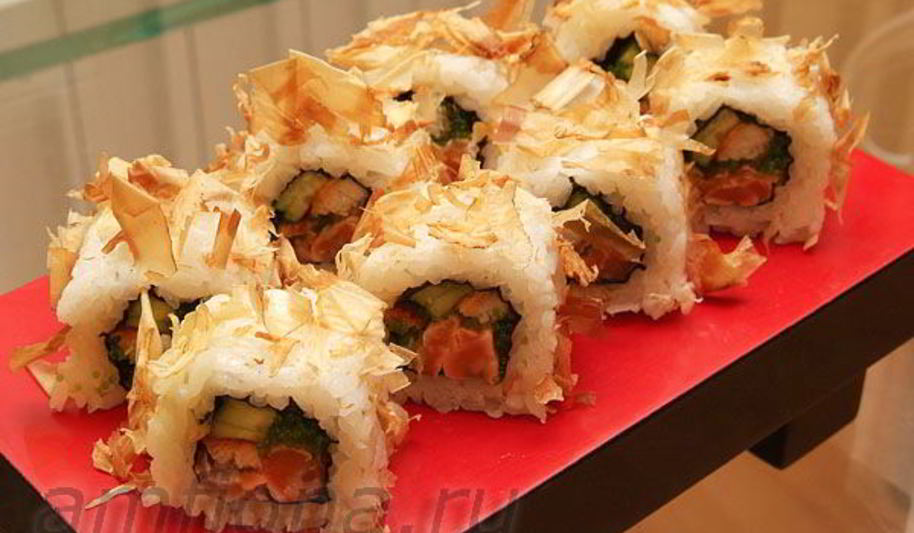 Рецепт ролла в стружке тунца бонито