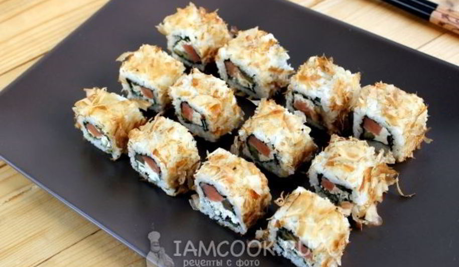 Рецепт роллов бонито со стружкой тунца