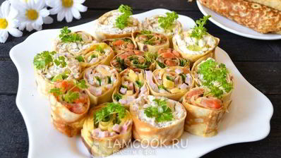 роллы из блинчиков с разной начинкой