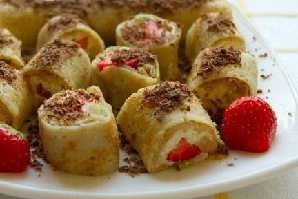 Роллы из блинов с творожной начинкой