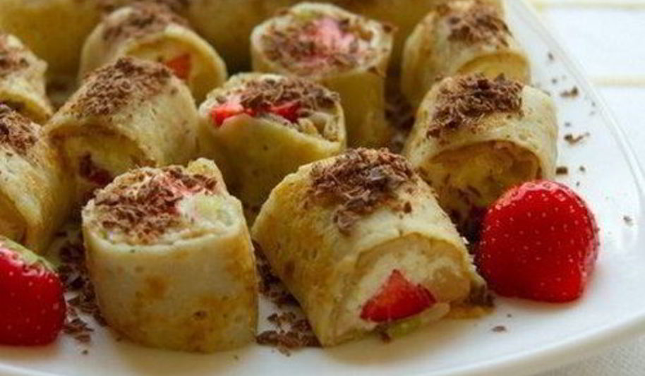 Рецепт роллов из блинов с творожной начинкой