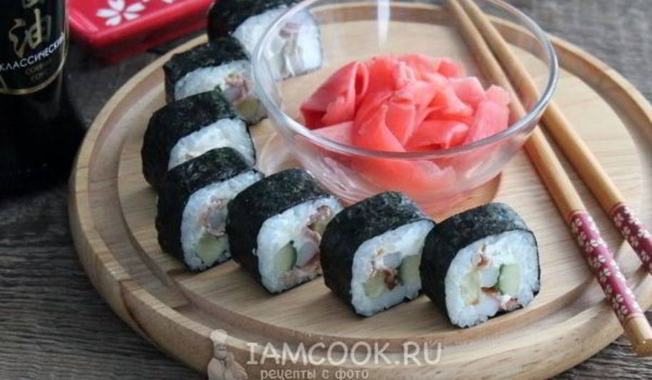 Рецепт роллов с кальмаром и беконом