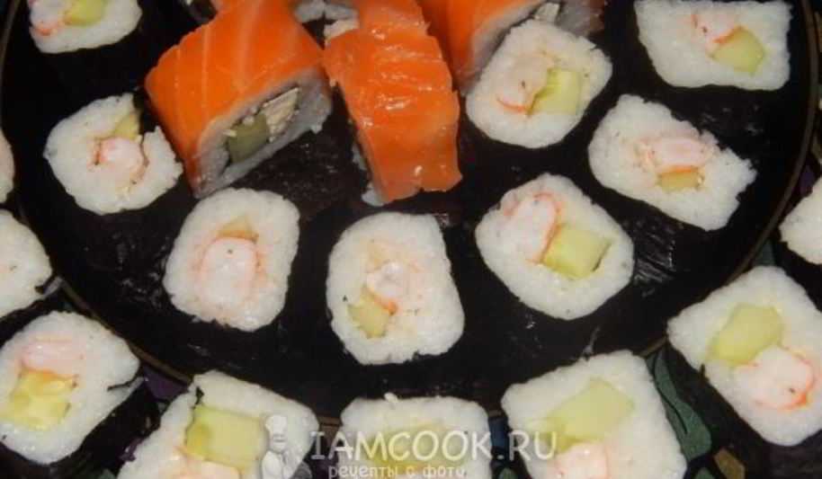 Рецепт роллов с креветками и огурцом