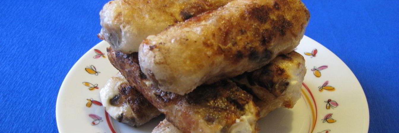 Спринг-роллы с курицей, грибами и сливочным сыром