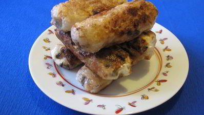 спринг-роллы с курицей, грибами и сливочным сыром