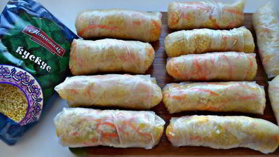 спринг-роллы с кускусом и овощами