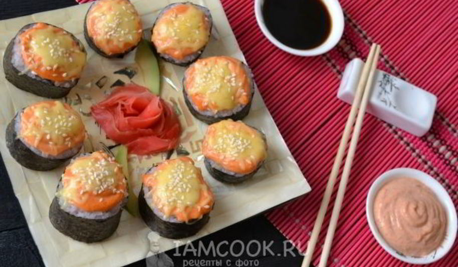 Рецепт запеченных роллов с крабовыми палочками