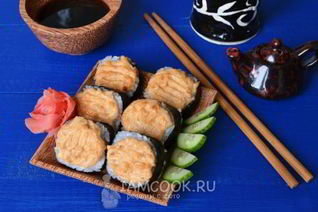 Запеченные роллы с лососем