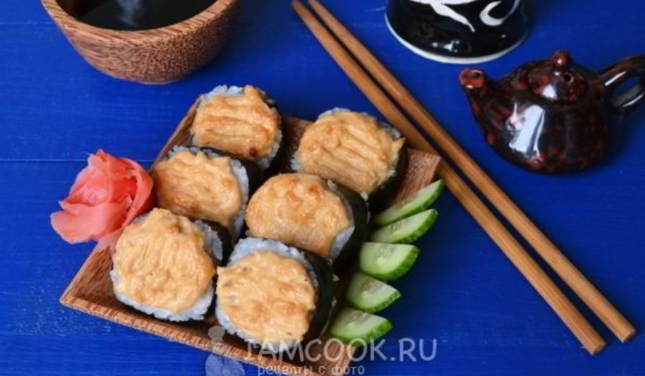 Рецепт запеченных роллов с лососем