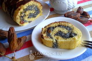 Бисквитный рулет с маком и изюмом